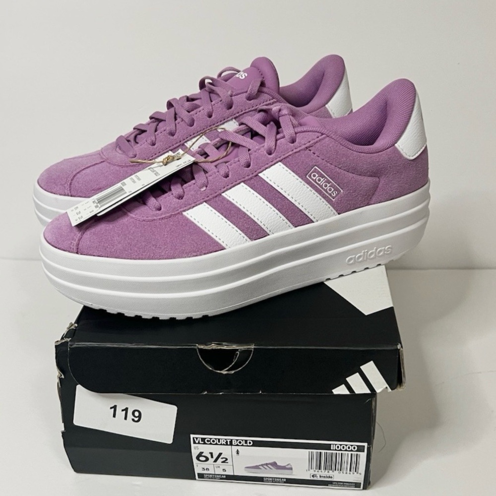 💜NWT Adidas VL Court Bold Platform Sneakers Shoes Light Purple Lavender 6.5💜 - Picture 2 of 9